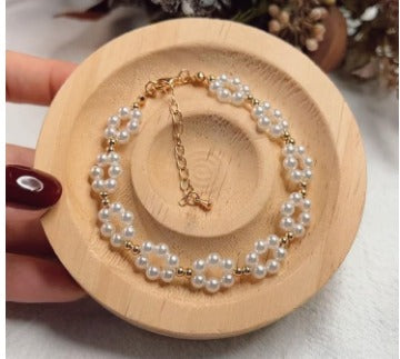 CrystalDots Petite Pearl Bracelet — Gold Cluster Bracelet