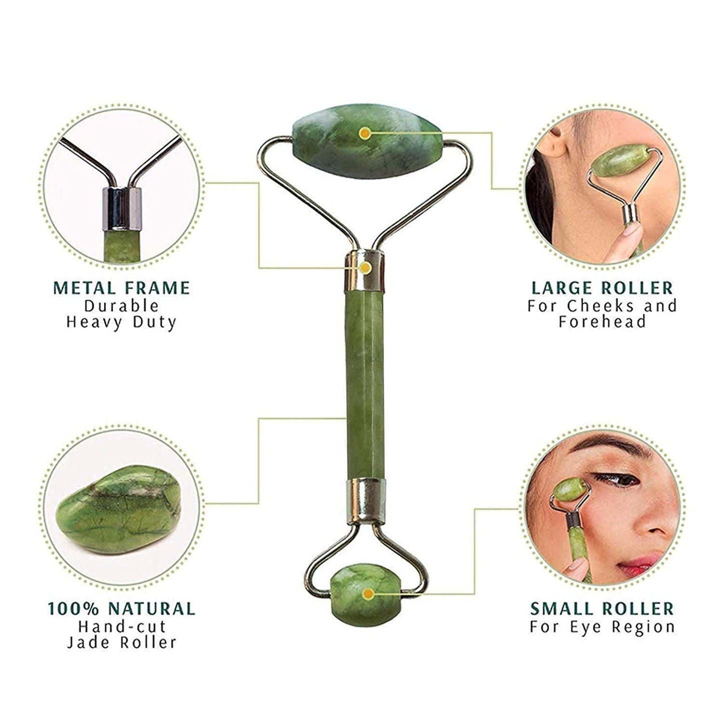 DeeperDots Jade Roller | Natural Cooling Stone for Glowing Skin