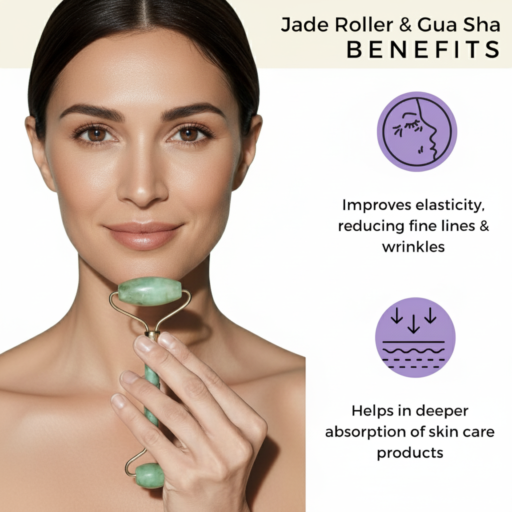 DeeperDots Jade Roller | Natural Cooling Stone for Glowing Skin